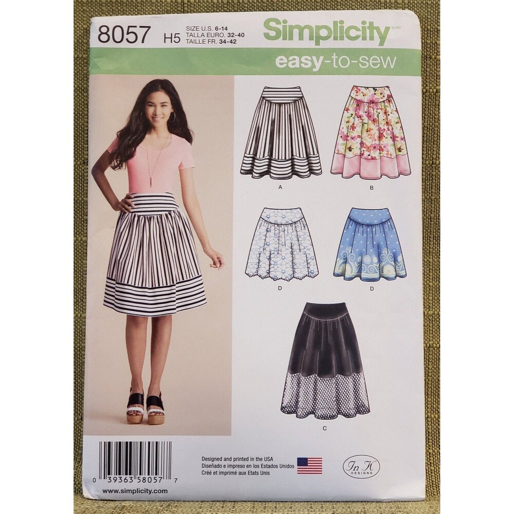 Misses Easy To Sew Skirt Sewing Pattern Simplicity 8057, Size 6, 8, 10, 12, 14